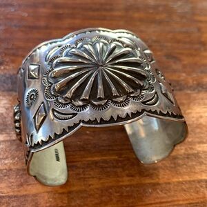 Vintage Albert Jake Navajo Sterling Silver Cuff Bracelet